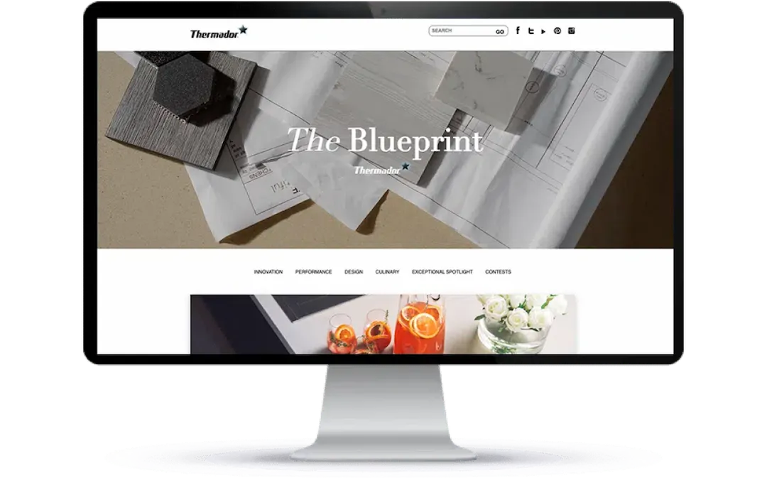 Desktop computer showing Thermador website